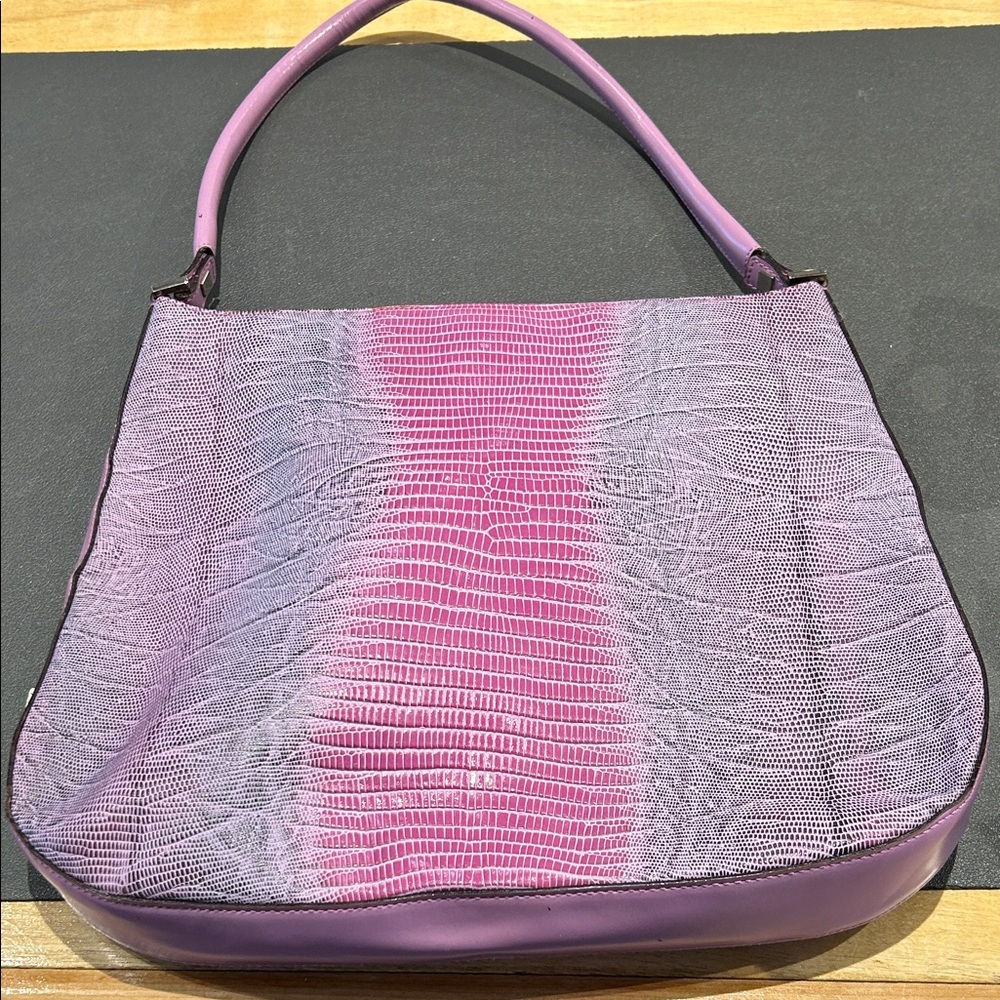 Salvatore Ferragamo Purple & Pink Lizard Shoulder Bag
